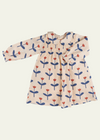 Smock Dress with Peter Pan Collar in Blue Tulips