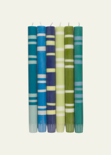  Eco Dinner Candles in Striped Mixed Cools, 6 Per Pack