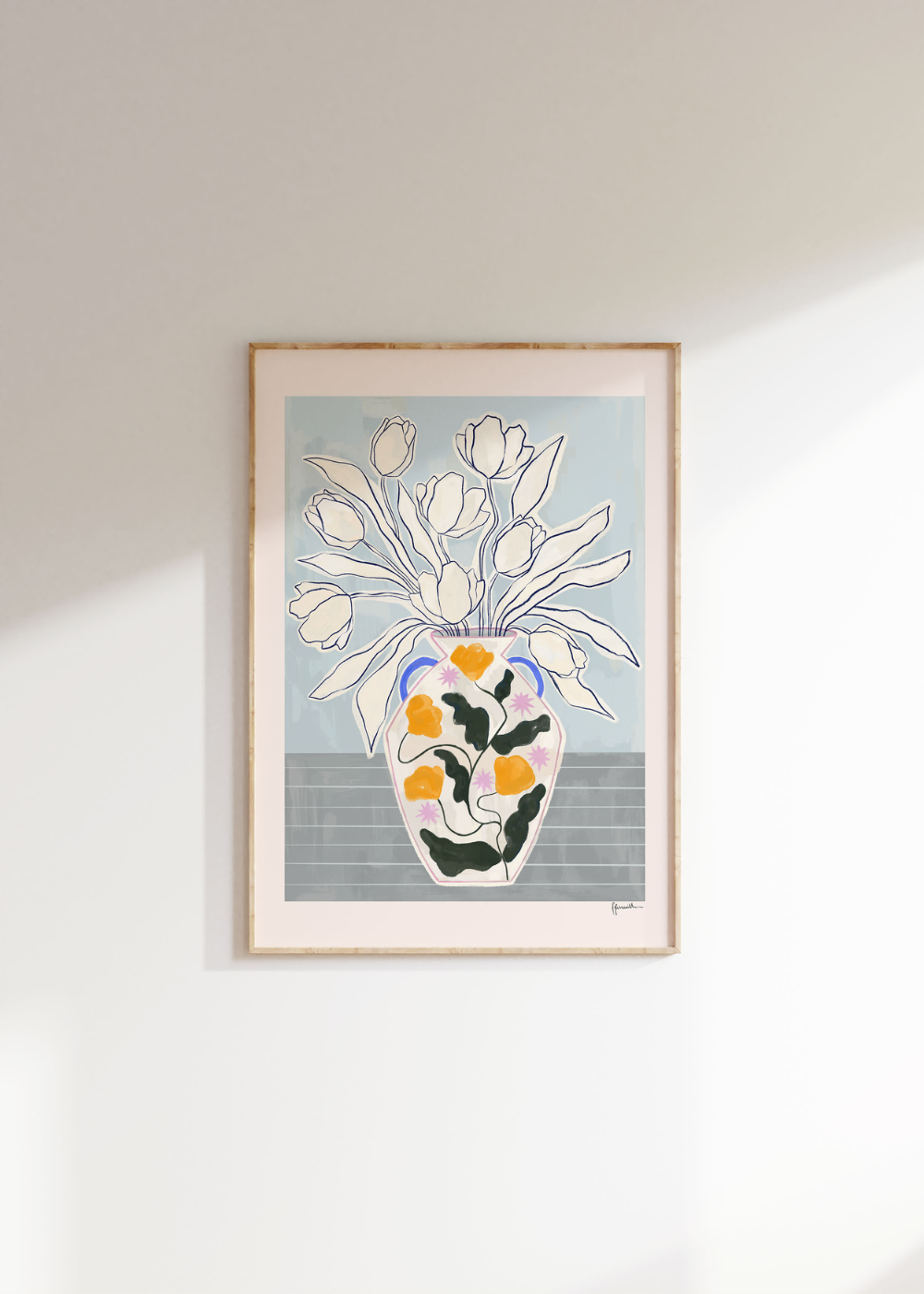 Frankie Penwill - Tulips In Floral Star Vase art print