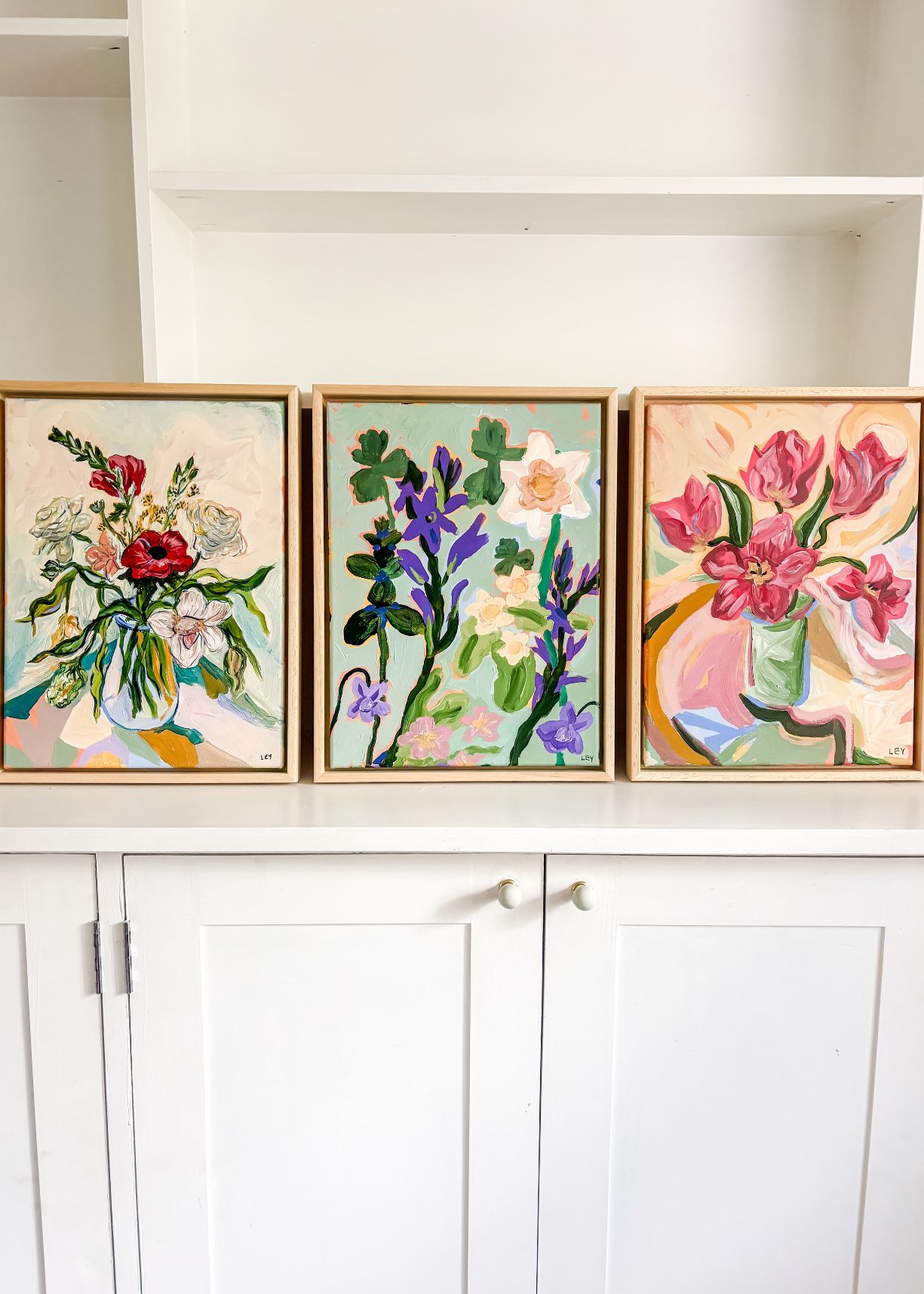 'Pink Tulips' Original Artwork by Ley Lines