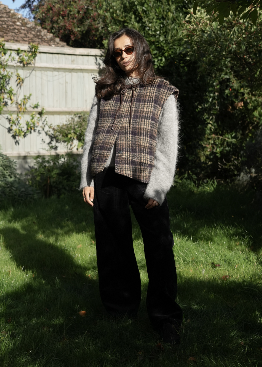 Maison Anana Piat Brown Check Gilet
