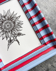 Blue & Red Stripe Sunflower Original Artwork by Ley Lines