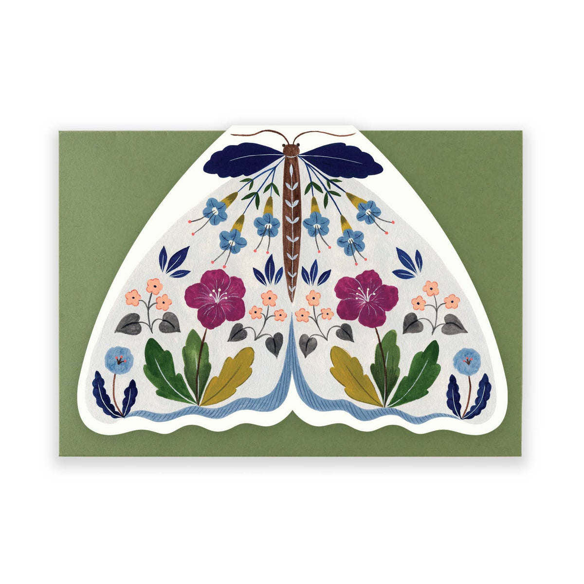 Flora Waycott - Floral Moth Shaped Card - Grey