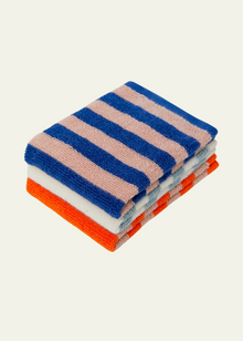  Sophie Home Striped Terry Washcloths: Cobalt, Orange & Aqua