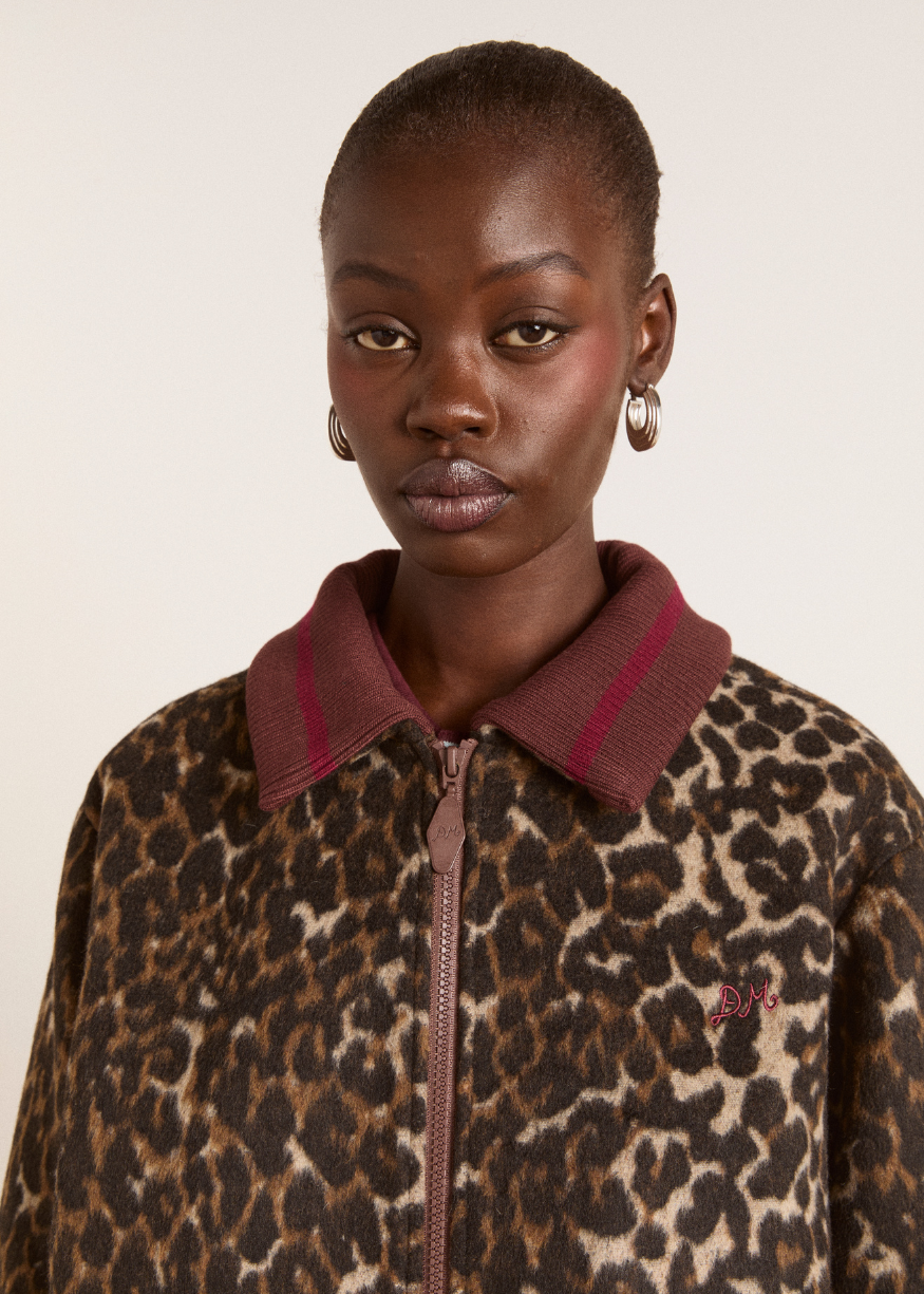 Damson Madder Pixie Bomber Jacket - Leopard