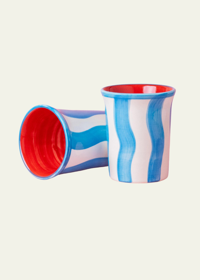 Ceramic Tumbler in Blue and White Stripes