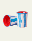 Ceramic Tumbler in Blue and White Stripes