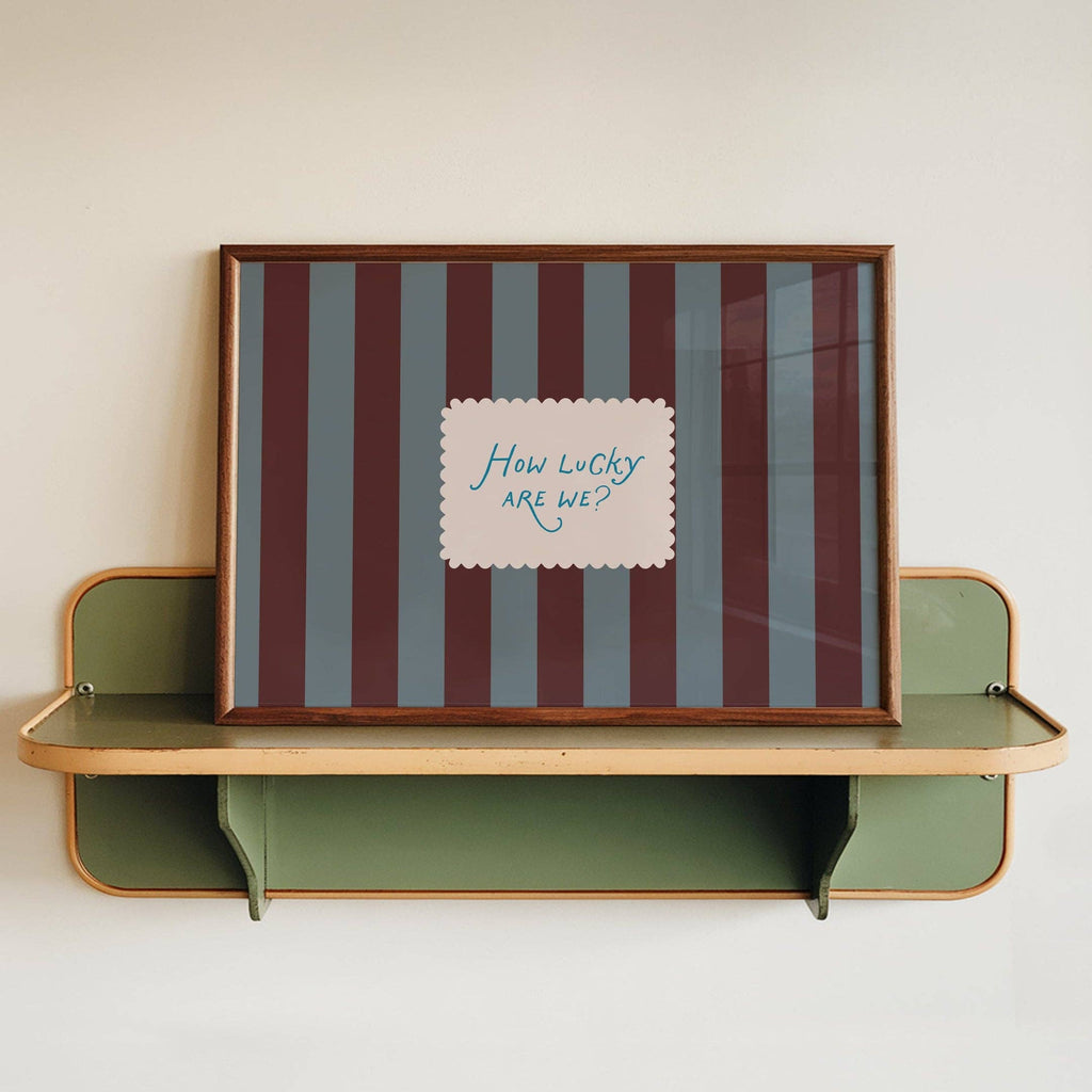 Lune Club - How Lucky Are We Striped Print - Blue / Brown A4