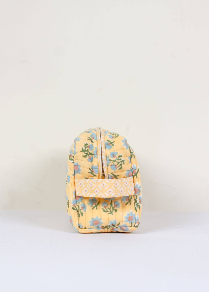 Cotton Quilted Waterproof Wash Bag, Large (Various Colours)
