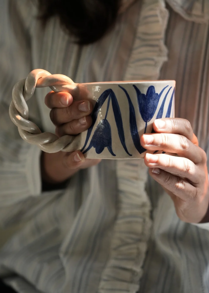 Tulip Mug With Twisted Rope Handle where there’s mud