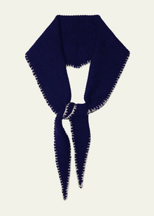  Cashmere Diamond Skinny Scarf - Navy