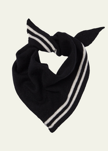  Cashmere Triangle Kerchief Scarf - Black/White