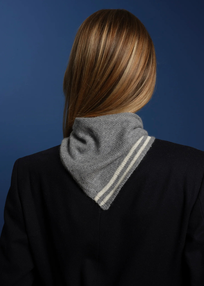 Cashmere Triangle Kerchief Scarf - Grey