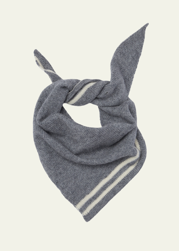 Cashmere Triangle Kerchief Scarf - Grey