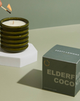 Ceramic Ribbed Olive-Green Candle - Elderflower & Coconut
