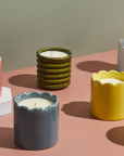 Ceramic Ribbed Olive-Green Candle - Elderflower & Coconut