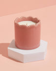 Ceramic Scalloped Pink Candle - Blackberry & Cedarwood