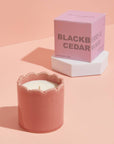 Ceramic Scalloped Pink Candle - Blackberry & Cedarwood