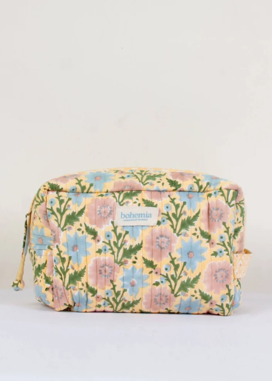 Cotton Quilted Waterproof Wash Bag, Extra-Large (Various Colours)