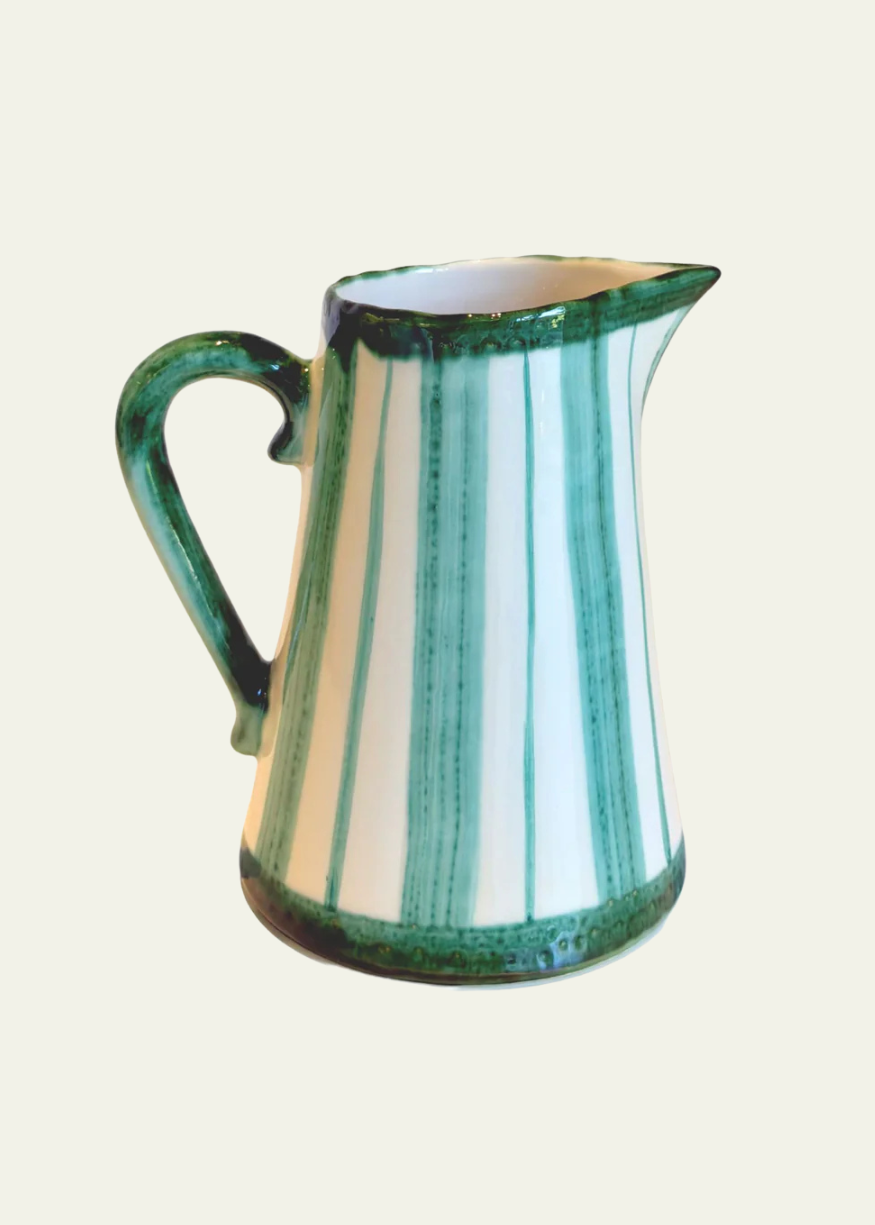 Dakota Ceramic Jug in Mint Stripes