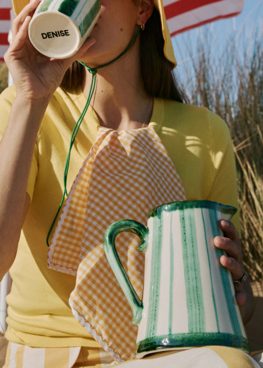 Dakota Ceramic Jug in Mint Stripes
