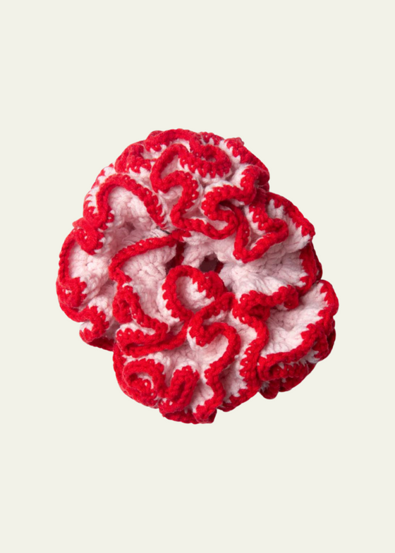 Damson Madder Wiggle Crochet Scrunchie - Pink & Red