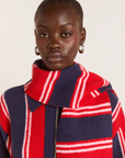 Damson Madder Bibi Scarf in Red/Navy Stripe