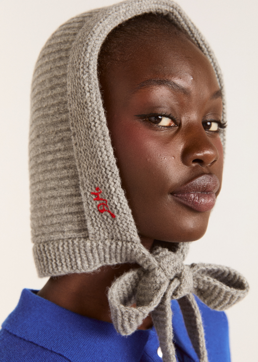 Damson Madder Bonnet with Tie Detail in Charcoal