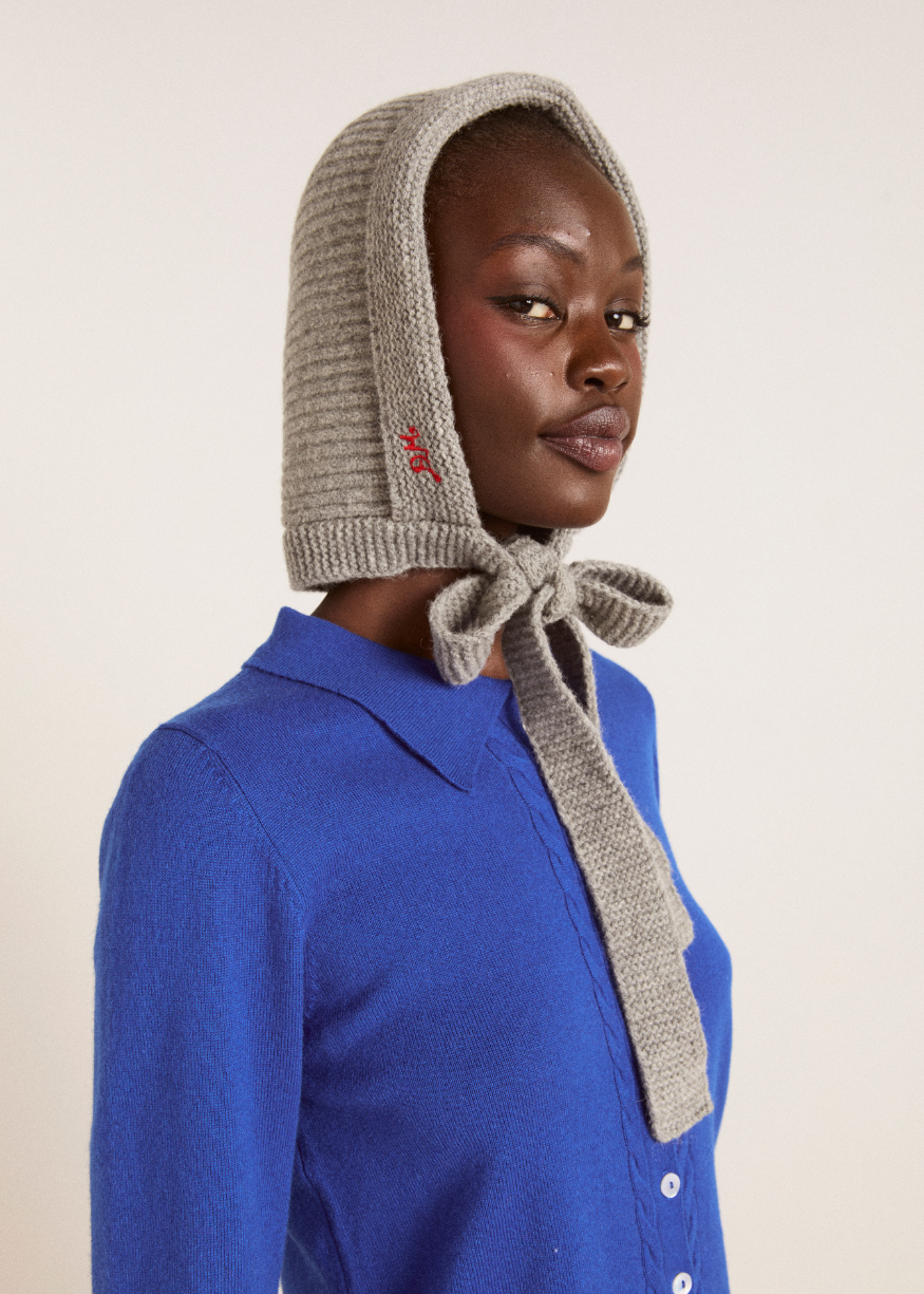 Damson Madder Bonnet with Tie Detail in Charcoal