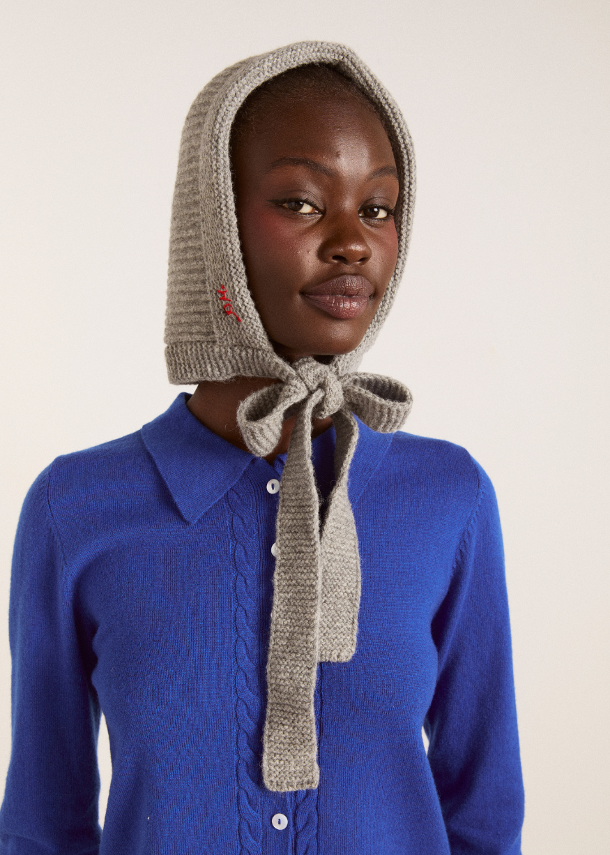 Damson Madder Bonnet with Tie Detail in Charcoal