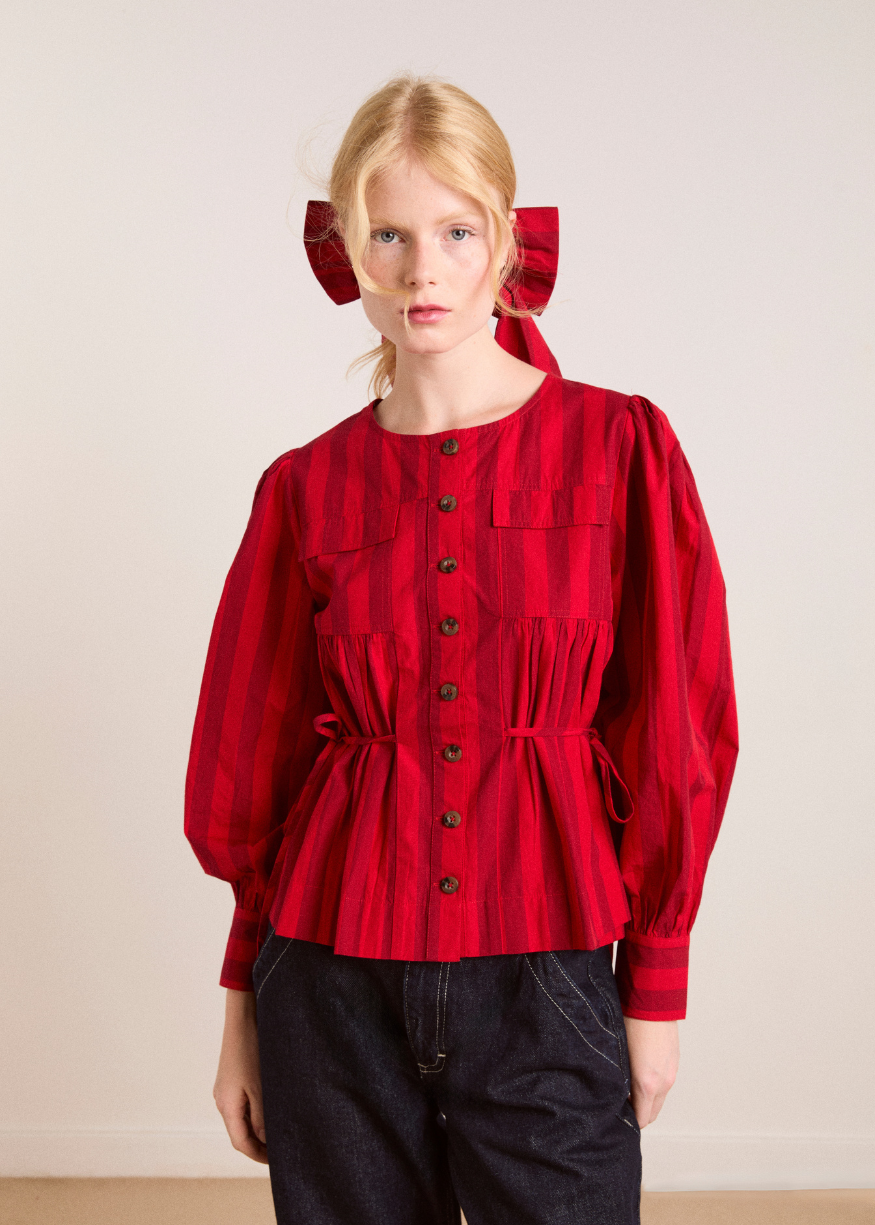 Damson Madder Charlize Blouse - Red Stripe