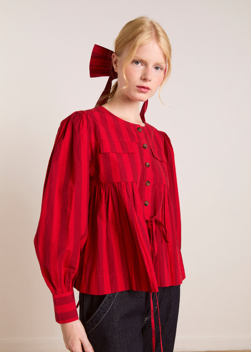 Damson Madder Charlize Blouse - Red Stripe