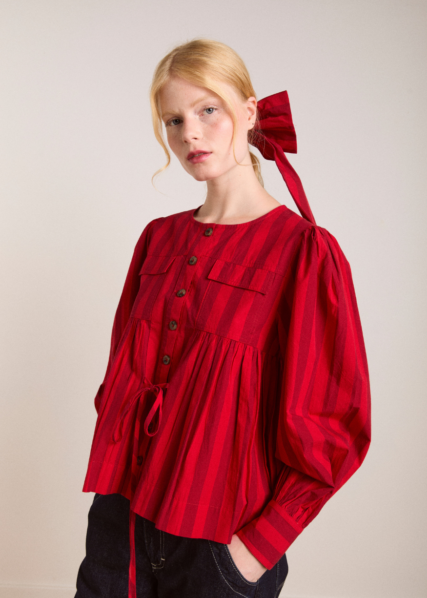 Damson Madder Charlize Blouse - Red Stripe