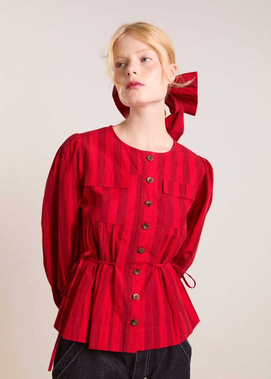 Damson Madder Charlize Blouse - Red Stripe