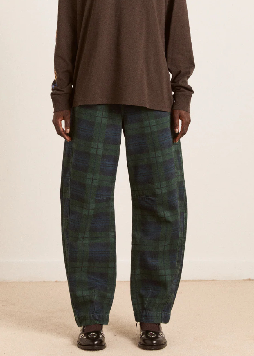 Damson Madder Felix Barrel Leg Jeans - Over Dye Check