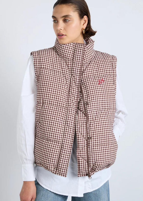 Damson Madder Jennifer Check Puffer - Chocolate Gingham