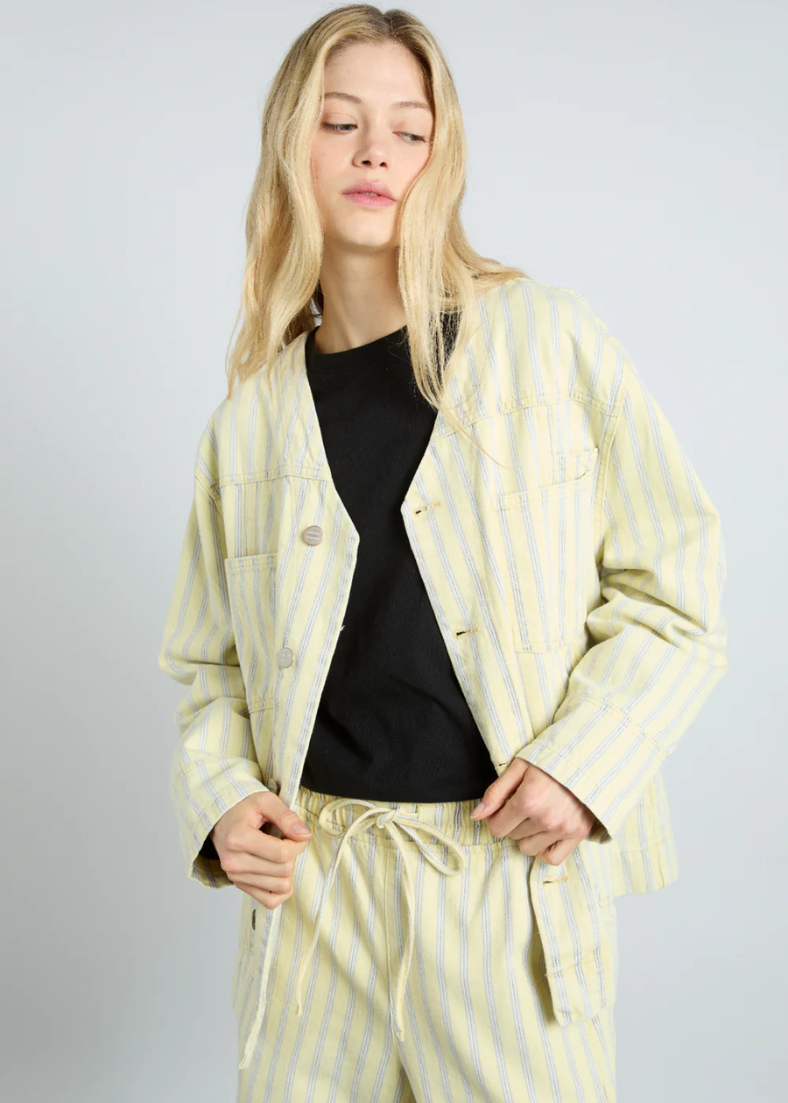 Damson Madder Luca Jacket - Butter Business Stripe