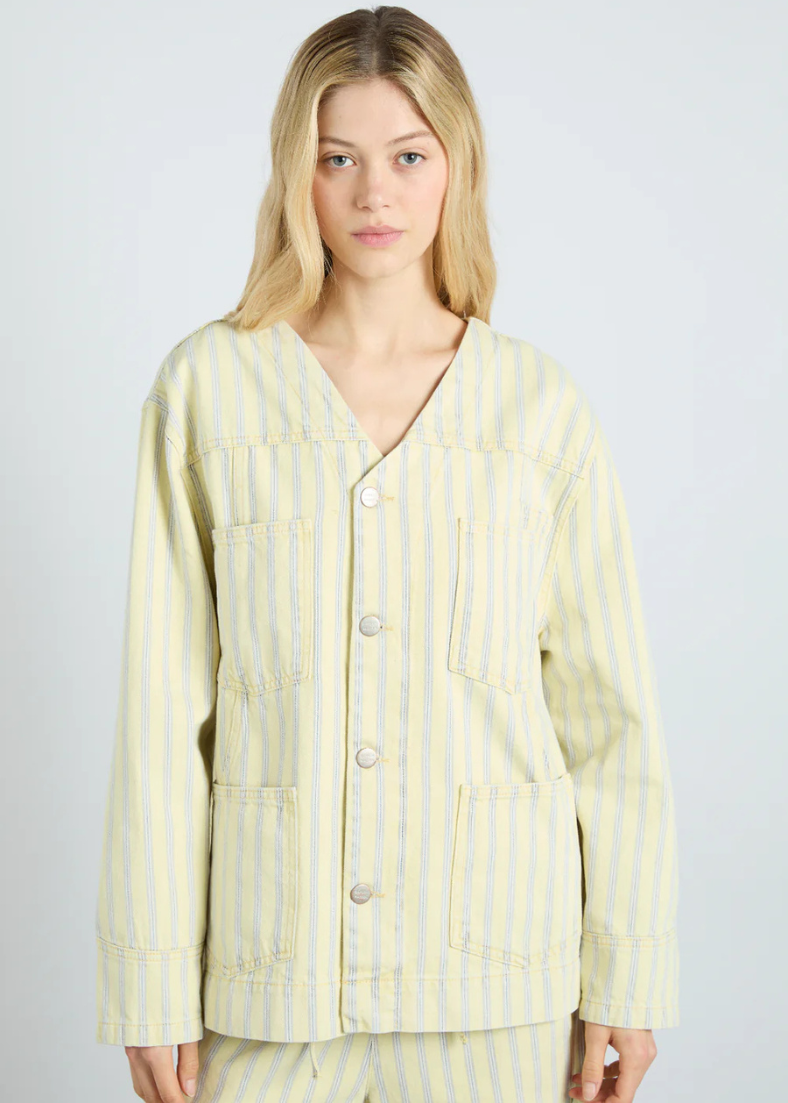 Damson Madder Luca Jacket - Butter Business Stripe