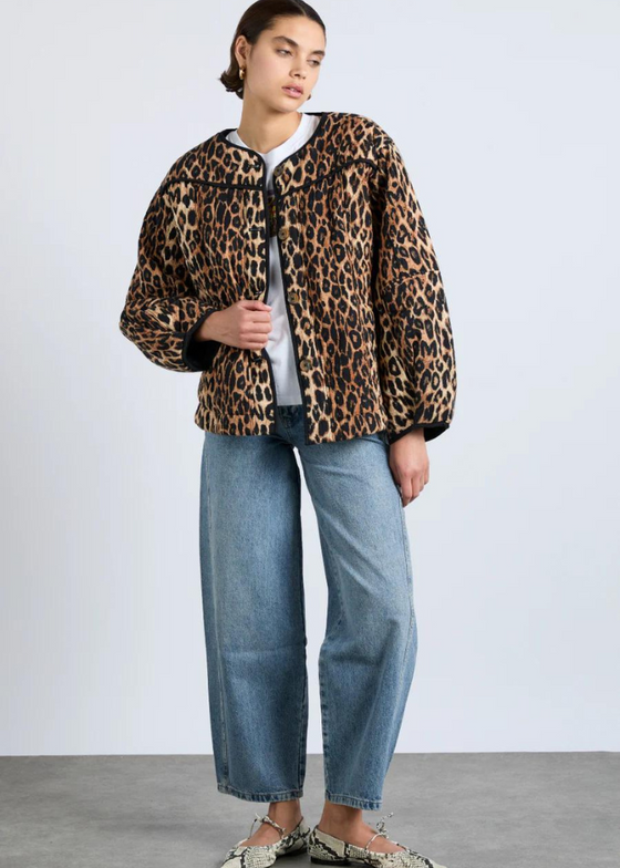 Damson Madder Macy Quilted Jacket - Leopard