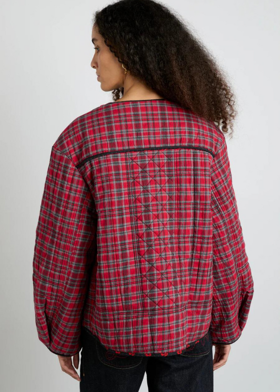 Damson Madder Macy Quilted Jacket - Red Check