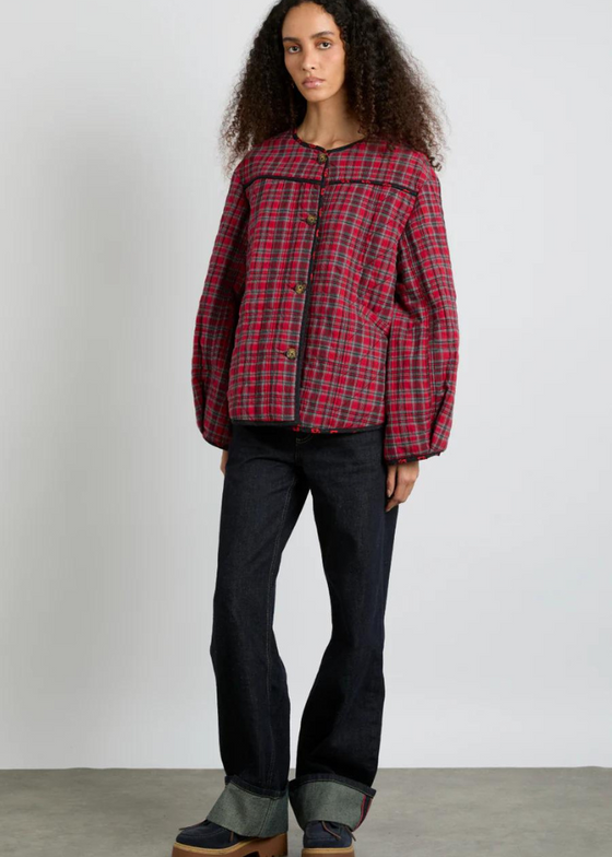 Damson Madder Macy Quilted Jacket - Red Check