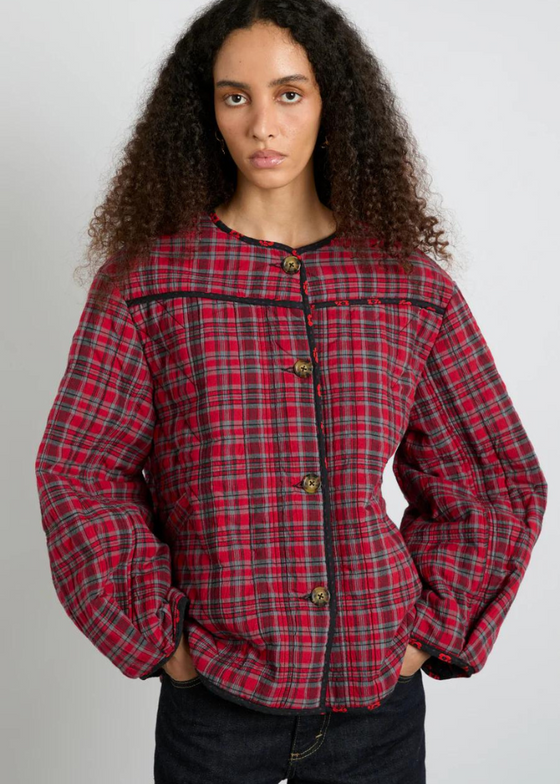 Damson Madder Macy Quilted Jacket - Red Check