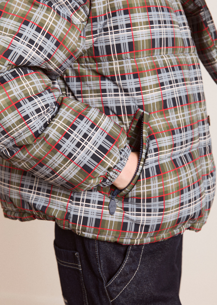 Damson Madder Pearl Hooded Puffer - Multi Check