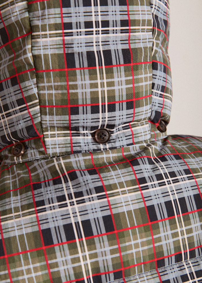 Damson Madder Pearl Hooded Puffer - Multi Check