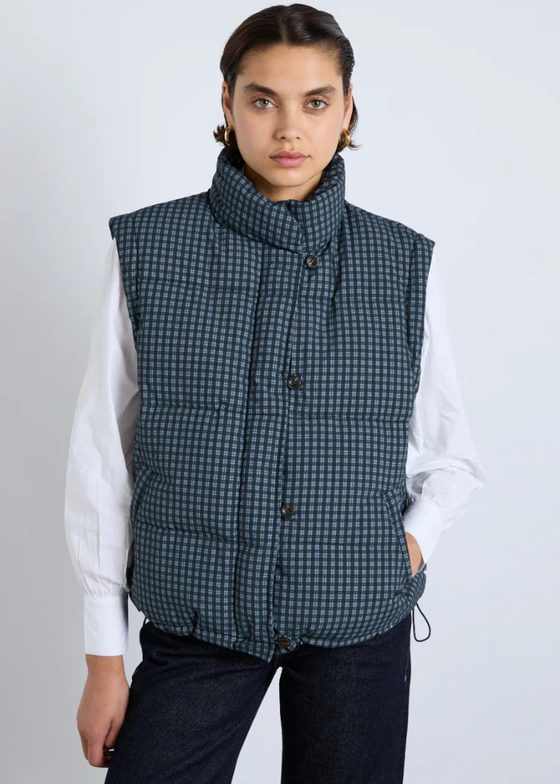 Damson Madder Pearl Puffer - Navy Gingham