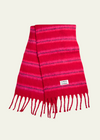 Damson Madder Pink & Red Fluffy Stripe Scarf