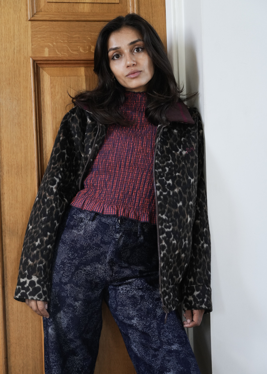 Damson Madder Pixie Bomber Jacket - Leopard