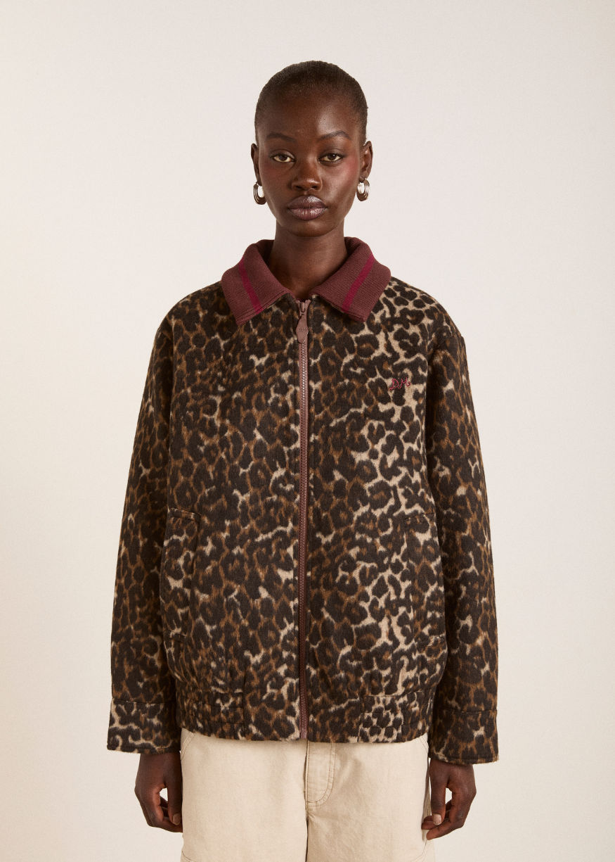 Damson Madder Pixie Bomber Jacket - Leopard