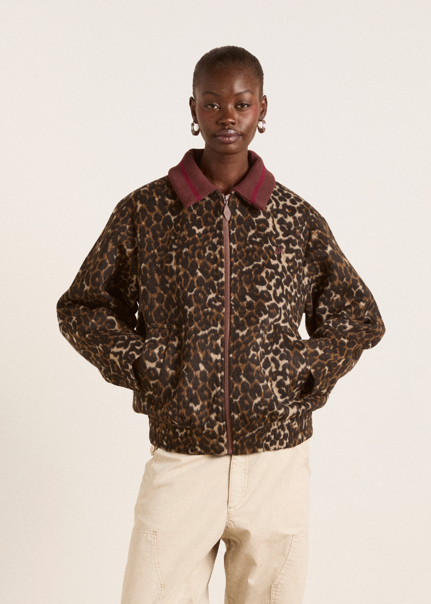 Damson Madder Pixie Bomber Jacket - Leopard