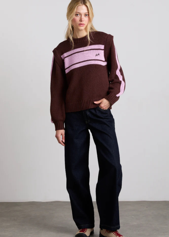 Damson Madder Poppy Jumper with Removable Sleeves - Burgundy &amp; Lilac